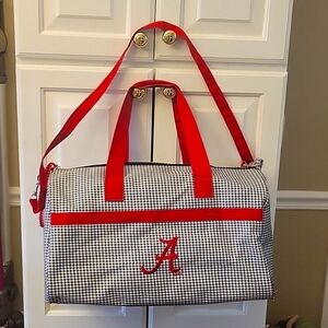 University Alabama houndstooth duffle bag weekender embroidered Crimson Tide…EUC